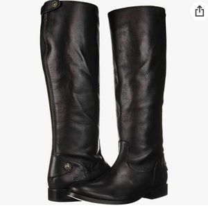 FRYE Boots Black Leather Knee-High Rear Zip size 6 B Extended Calf tall riding